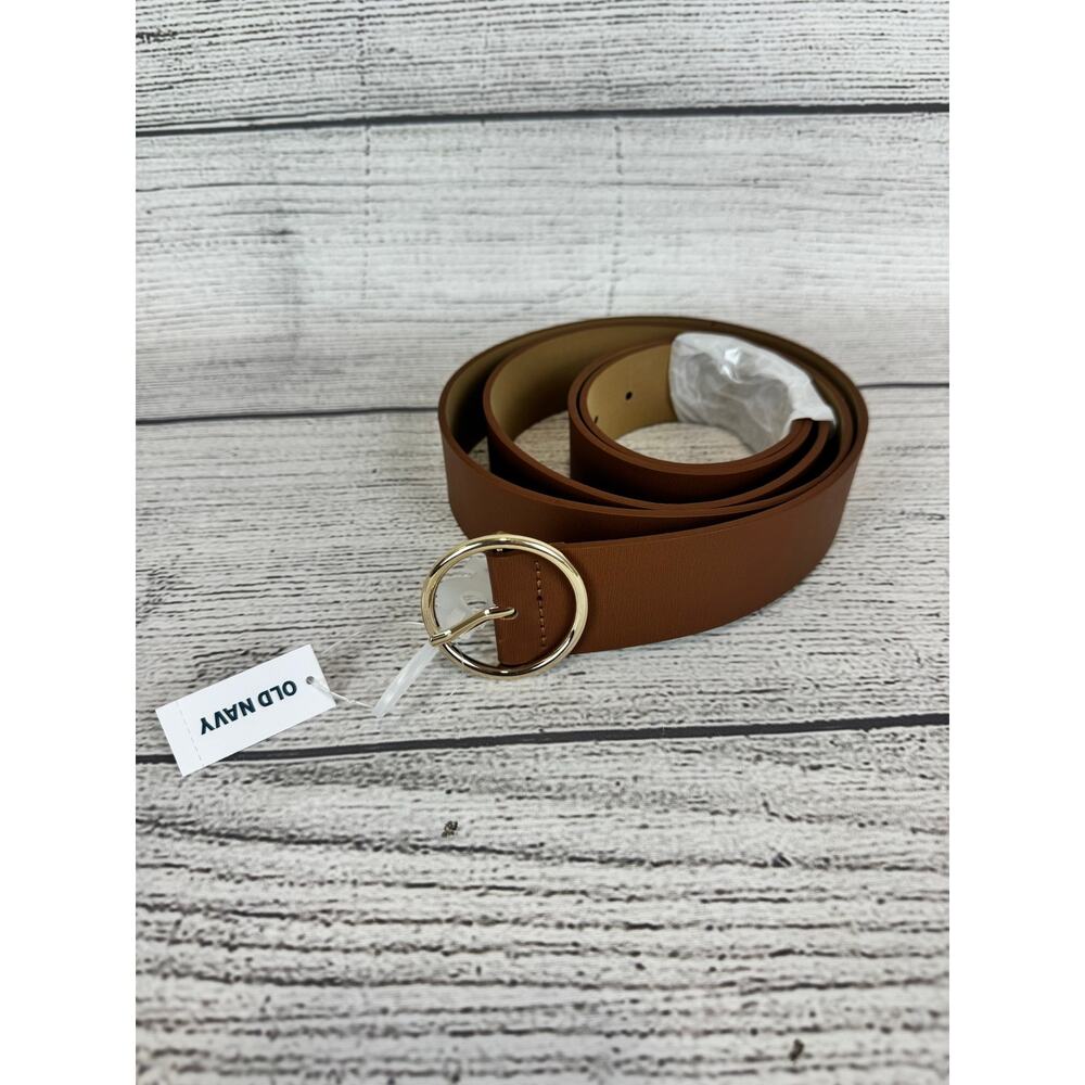 Old Navy Plus Size Brown Synthetic Leather Gold Buckle Belt Size 3X/4X